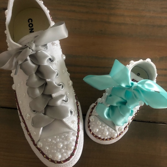 Baby Bling Pearl Converse (Mint Lace Edition) - Picture 5 of 8